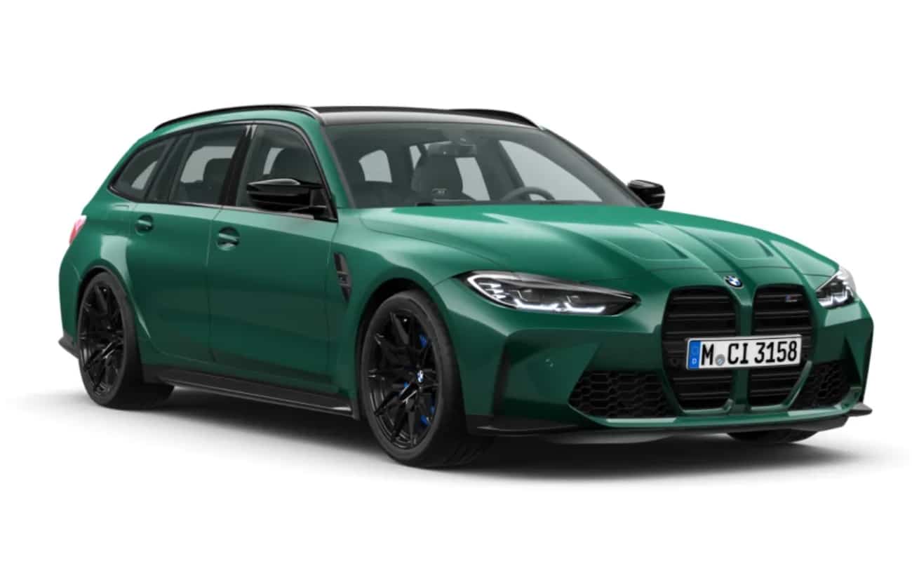 BMW M3 Competition Touring M Isle of Man Grün metallic mit 19''/20'' M Schmiederäder Doppelspeiche 826 M Schwarz / MB
