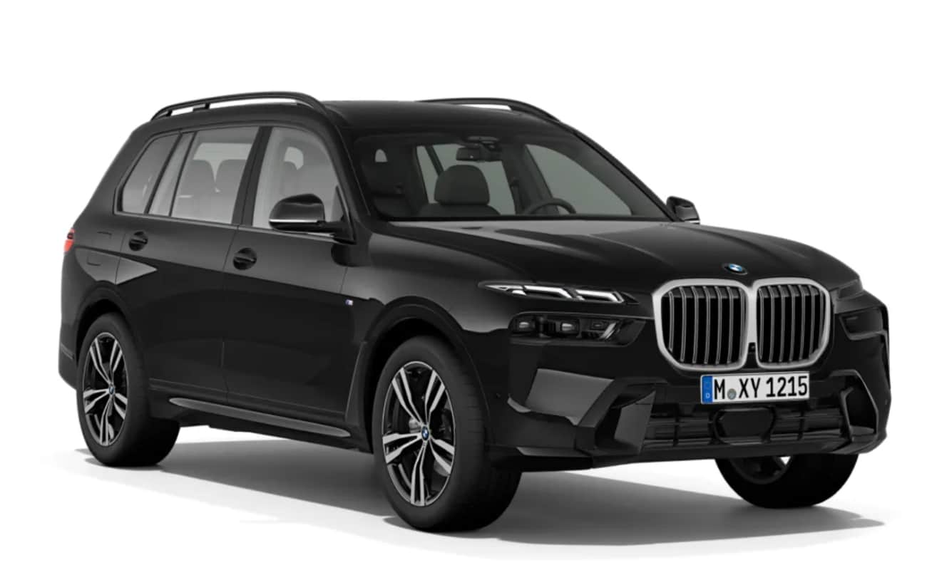 BMW X7 xDrive40d Saphirschwarz metallic mit 21'' M LMR Doppelspeiche 754 M Bicolor / NLE