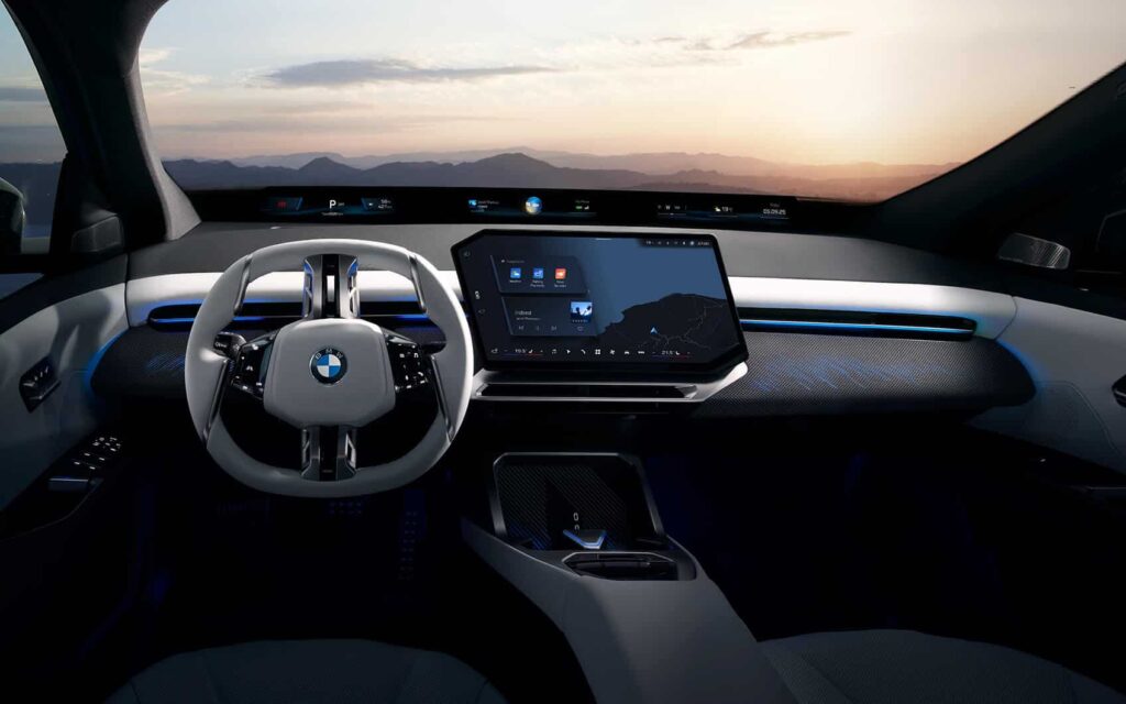 Interieur und Blick durch die Frontscheibe eines BMW iX3