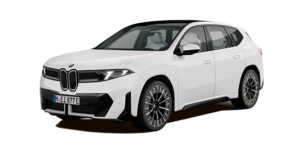 BMW iX3 in der Farbe Weiß als Neuwagen in Frontansicht ohne Hintergrund